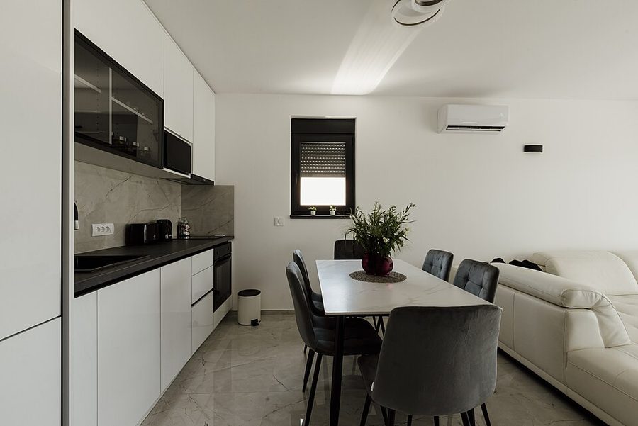 Open kitchen and dining space