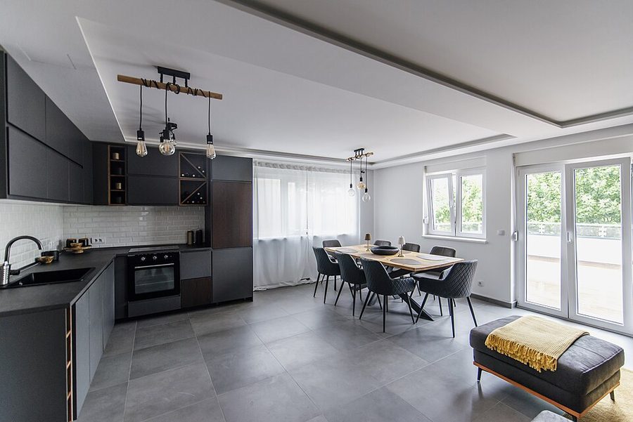 Sunlit kitchen and dining area